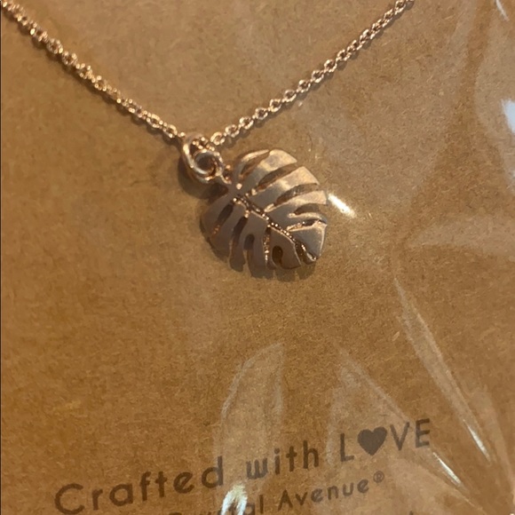 Rose Gold Monstera Tropical Palm Leaf Pendent - Picture 3 of 4